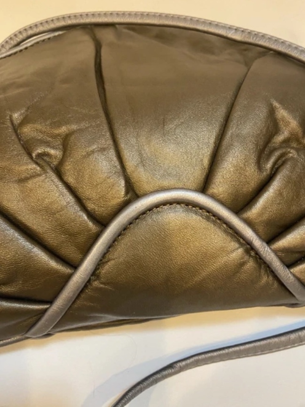 Park Avenue Int. VTG Genuine Leather Purse/Clutch/Shoulder Bag ,Green Metallic - Picture 2 of 4